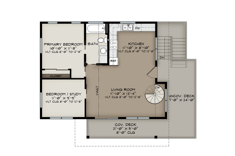 House Design - Floor Plan - Upper Floor for Cabin House Plan #1108-5 - 2 bed, 2 bath