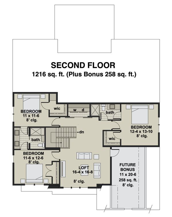 Home Plan - Craftsman Floor Plan - Upper Floor Plan #51-1174