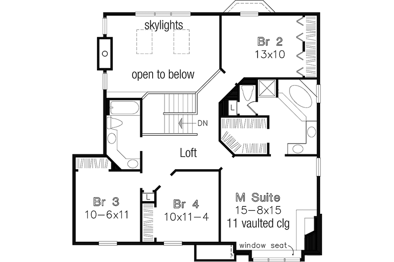 Home Plan - Floor Plan - Upper Floor for Prairie House Plan #320-1073 - 4 bed, 2.5 bath