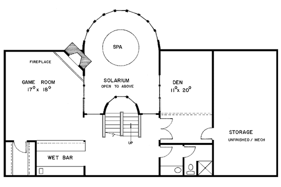 Floor Plan - Lower Floor for European House Plan #60-959 - 4 bed, 3.5 bath