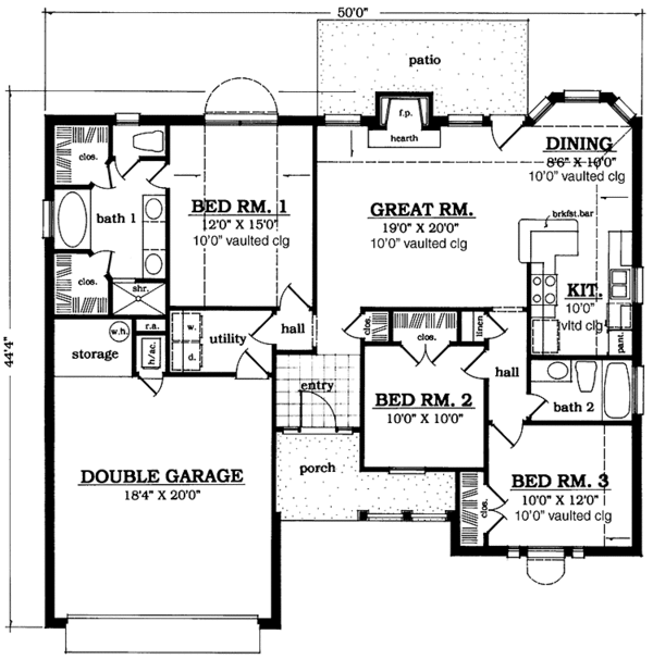 House Plan Design - Country Floor Plan - Main Floor Plan #42-672