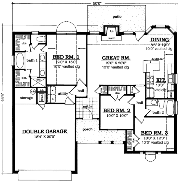 Home Plan - Country Floor Plan - Main Floor Plan #42-672