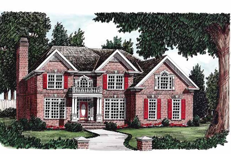 House Blueprint - Colonial Exterior - Front Elevation Plan #927-75