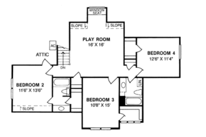 Floor Plan - Upper Floor for Traditional House Plan #20-230 - 4 bed, 3.5 bath
