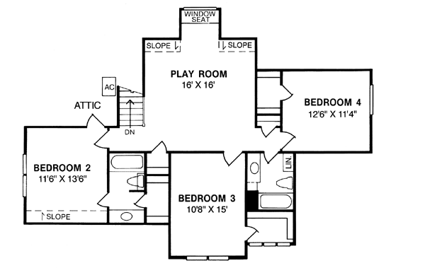 House Design - Traditional Floor Plan - Upper Floor Plan #20-230