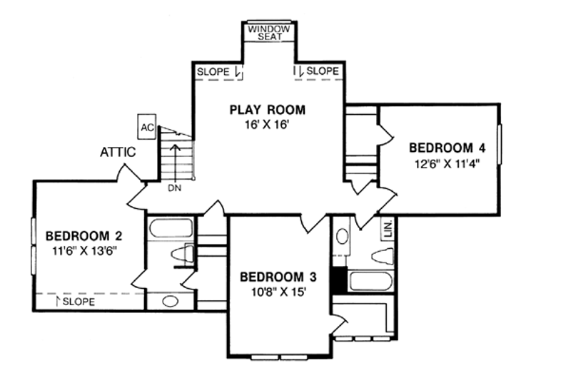 Home Plan - Floor Plan - Upper Floor for Traditional House Plan #20-230 - 4 bed, 3.5 bath