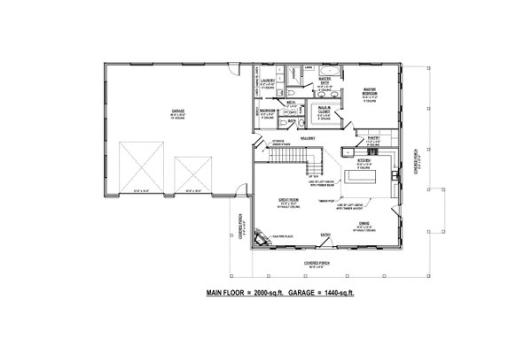 Barndominium Floor Plan - Main Floor Plan #1084-14