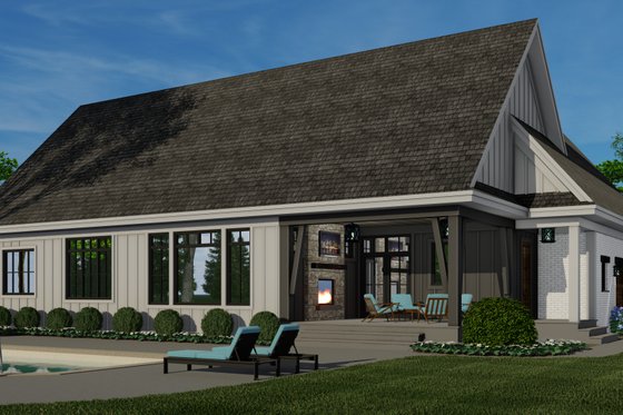 Exterior - Rear Elevation 1 for Farmhouse House Plan #51-1157 - 3 bed, 2.5 bath