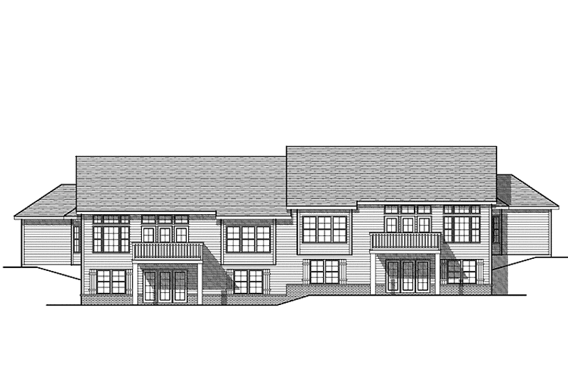 Home Plan - Exterior - Rear Elevation for Ranch House Plan #70-1406 - 6 bed, 6 bath