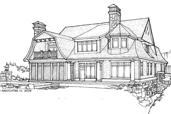 Exterior - Rear Elevation 1 for Colonial House Plan #928-179 - 5 bed, 5.5 bath