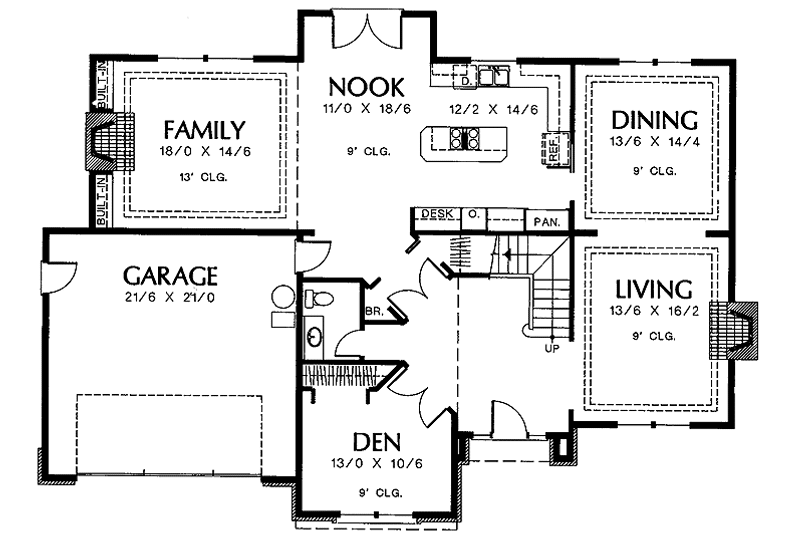 Architectural House Design - Floor Plan - Main Floor for Colonial House Plan #48-713 - 3 bed, 2.5 bath