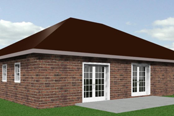 Exterior - Rear Elevation for Southern House Plan #44-136 - 3 bed, 2 bath