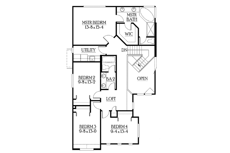 Dream House Plan - Floor Plan - Upper Floor for Craftsman House Plan #132-361 - 5 bed, 3.5 bath