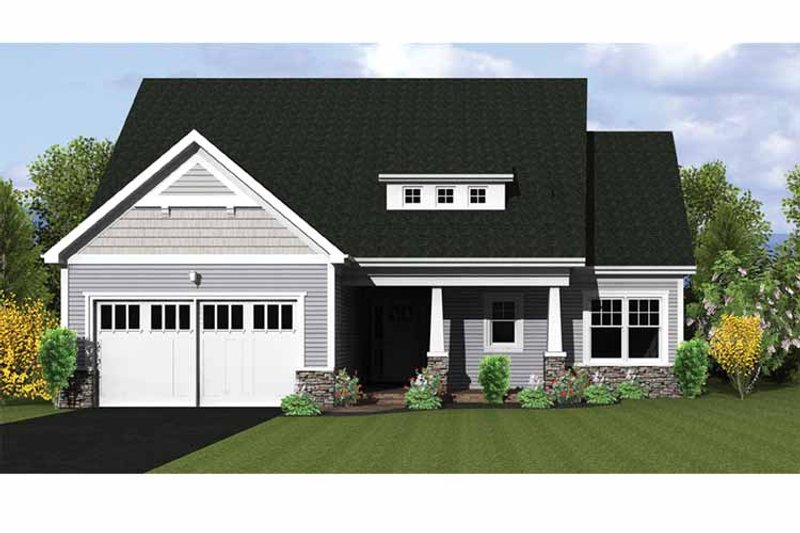 House Blueprint - Exterior - Front Elevation 3 for Ranch House Plan #1010-21 - 2 bed, 2 bath