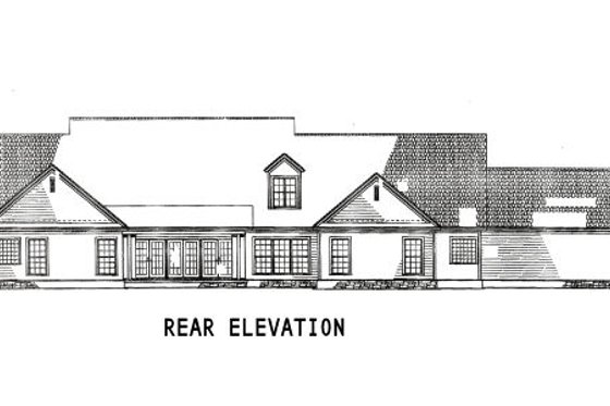 Exterior - Rear Elevation for Ranch House Plan #17-1166 - 4 bed, 3.5 bath