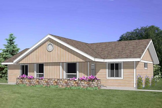 Exterior - Front Elevation for Ranch House Plan #116-287 - 2 bed, 1 bath