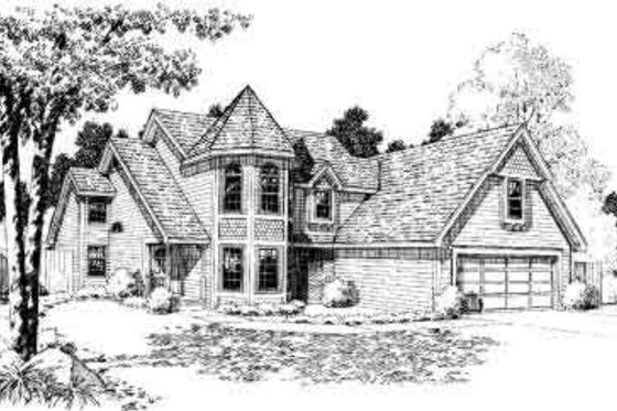 Exterior - Front Elevation for European House Plan #312-124 - 3 bed, 2.5 bath