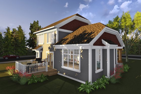 Exterior - Rear Elevation House Plan #70-1236 - 3 bed, 2 bath