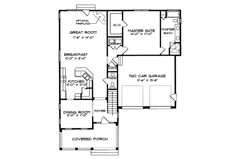 Home Plan - Floor Plan - Main Floor for Country House Plan #413-898 - 3 bed, 2.5 bath