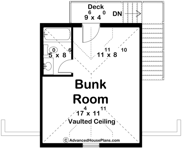 Dream House Plan - Floor Plan - Upper Floor for Beach House Plan #455-764 - 1 bed, 2 bath