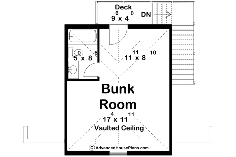 House Blueprint - Floor Plan - Upper Floor for Beach House Plan #455-764 - 1 bed, 2 bath