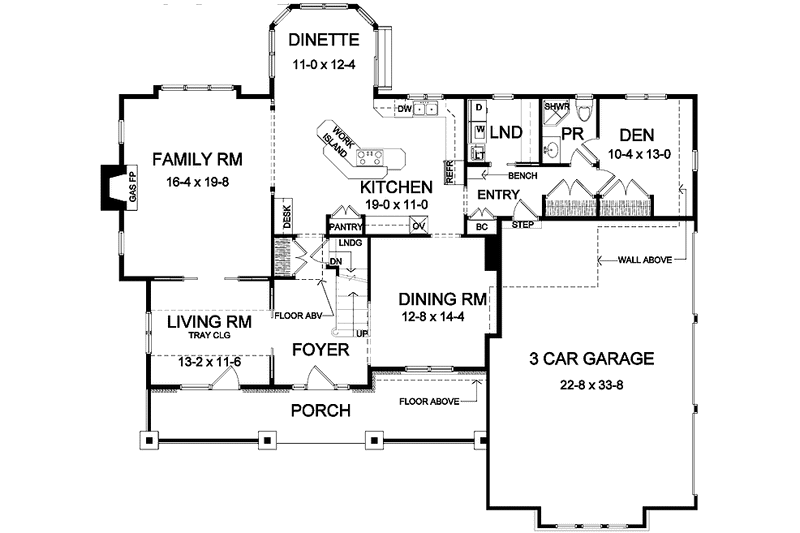 Architectural House Design - Floor Plan - Main Floor for Country House Plan #328-426 - 4 bed, 3.5 bath