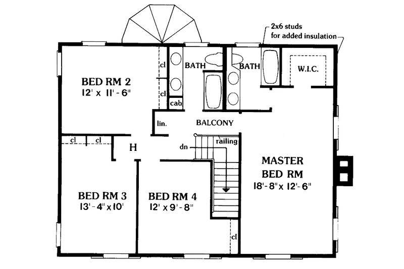 Architectural House Design - Floor Plan - Upper Floor for Country House Plan #314-242 - 4 bed, 2.5 bath