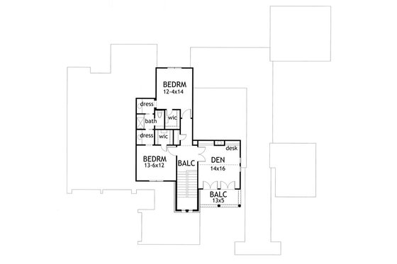 Floor Plan - Upper Floor for Mediterranean House Plan #120-163 - 4 bed, 3.5 bath