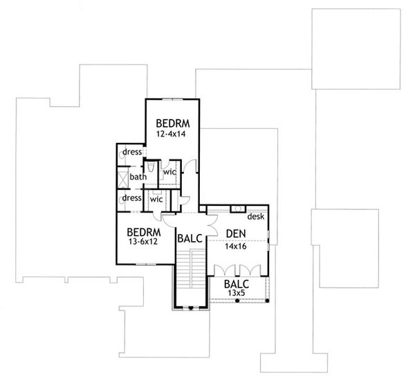 Architectural House Design - Mediterranean Floor Plan - Upper Floor Plan #120-163