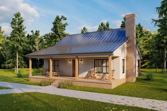 Exterior - Front Elevation 4 for Cottage House Plan #1117-11 - 2 bed, 2.5 bath