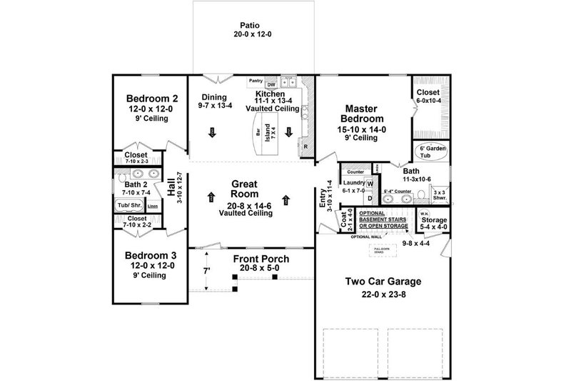 Dream House Plan - Floor Plan - Main Floor for Country House Plan #21-454 - 3 bed, 2 bath