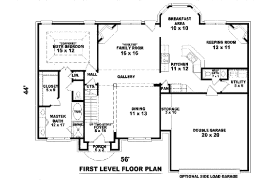Floor Plan - Main Floor for European House Plan #81-13673 - 3 bed, 2.5 bath