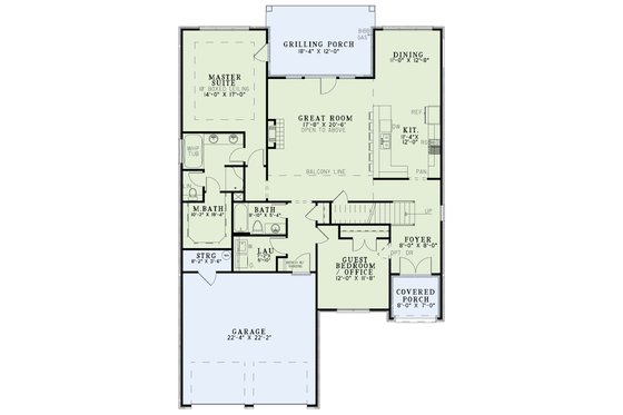 Floor Plan - Main Floor for Tudor House Plan #17-2494 - 4 bed, 3 bath