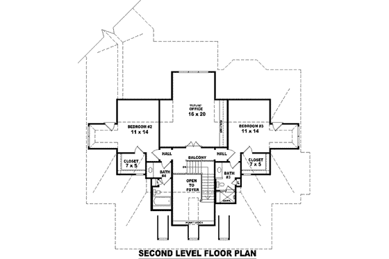 Floor Plan - Upper Floor for Southern House Plan #81-1213 - 3 bed, 4 bath