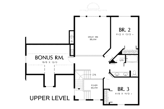 Floor Plan - Upper Floor for Craftsman House Plan #48-135 - 4 bed, 2.5 bath