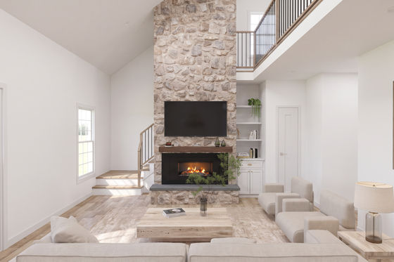 Interior - Family Room for Farmhouse House Plan #923-511 - 2 bed, 2 bath