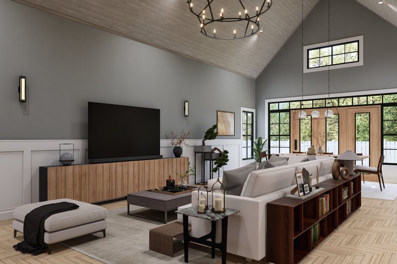 House Blueprint - Interior - Family Room 1 for Farmhouse House Plan #54-681 - 3 bed, 3 bath