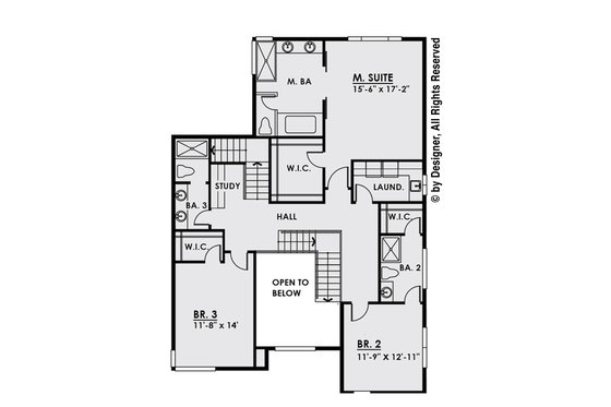 Floor Plan - Upper Floor for Modern House Plan #1066-3 - 3 bed, 4.5 bath