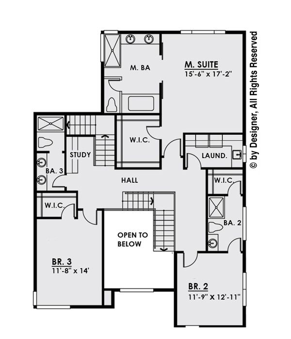 Modern Floor Plan - Upper Floor Plan #1066-3