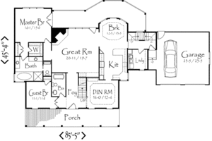 Floor Plan - Main Floor for Country House Plan #71-115 - 4 bed, 3 bath
