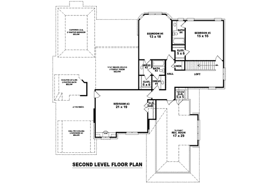 Floor Plan - Upper Floor for European House Plan #81-1323 - 5 bed, 4 bath