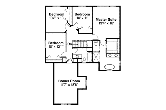 Floor Plan - Upper Floor for European House Plan #124-362 - 4 bed, 2.5 bath