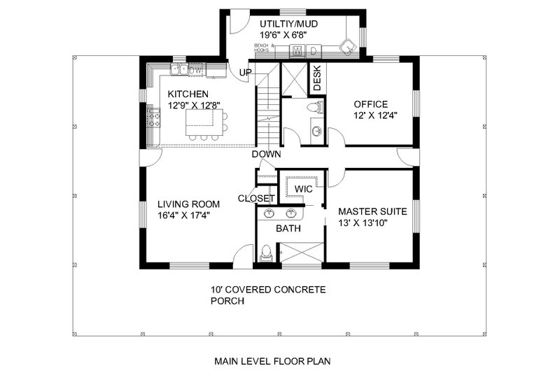 Home Plan - Floor Plan - Main Floor for Farmhouse House Plan #117-1061 - 3 bed, 3 bath