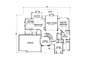 Floor Plan - Main Floor for European House Plan #67-220 - 4 bed, 3 bath