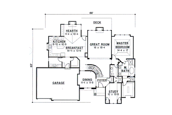 Floor Plan - Main Floor for European House Plan #67-220 - 4 bed, 3 bath