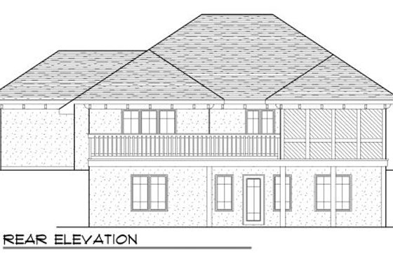 Exterior - Rear Elevation for European House Plan #70-988 - 4 bed, 3 bath
