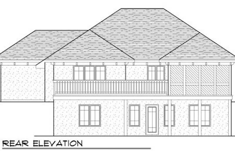 Home Plan - Exterior - Rear Elevation for European House Plan #70-988 - 4 bed, 3 bath