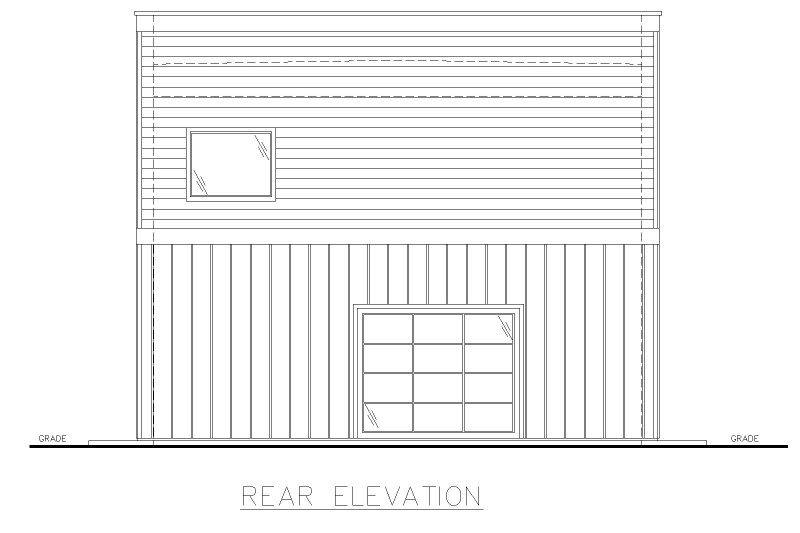 House Blueprint - Exterior - Rear Elevation for Contemporary House Plan #117-993, 1 bath