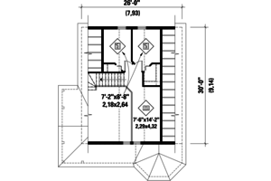 Floor Plan - Upper Floor for Cabin House Plan #25-4386 - 4 bed, 1 bath