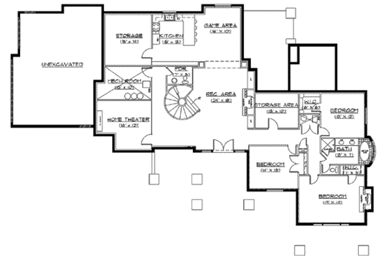 Floor Plan - Lower Floor for Craftsman House Plan #5-170 - 6 bed, 4 bath